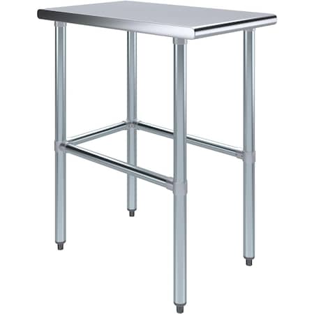 Amgood 30 in. x 18 in. Open Base Stainless Steel Metal Table WT-3018-RCB-Z